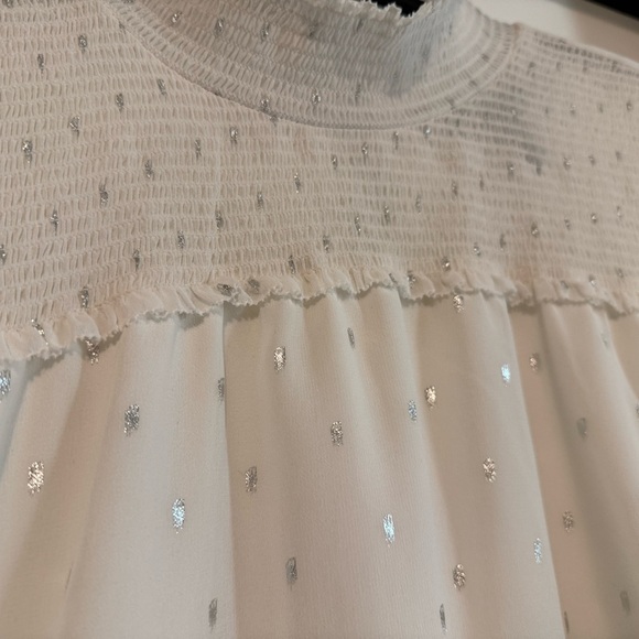 White House Black Market Cream Embellished Mandarin Collar Blouse - Picture 4 of 6